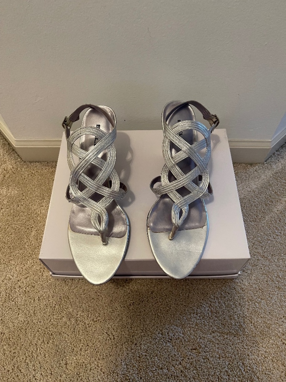 Bellini Silver Heeled Sandals Sz 11